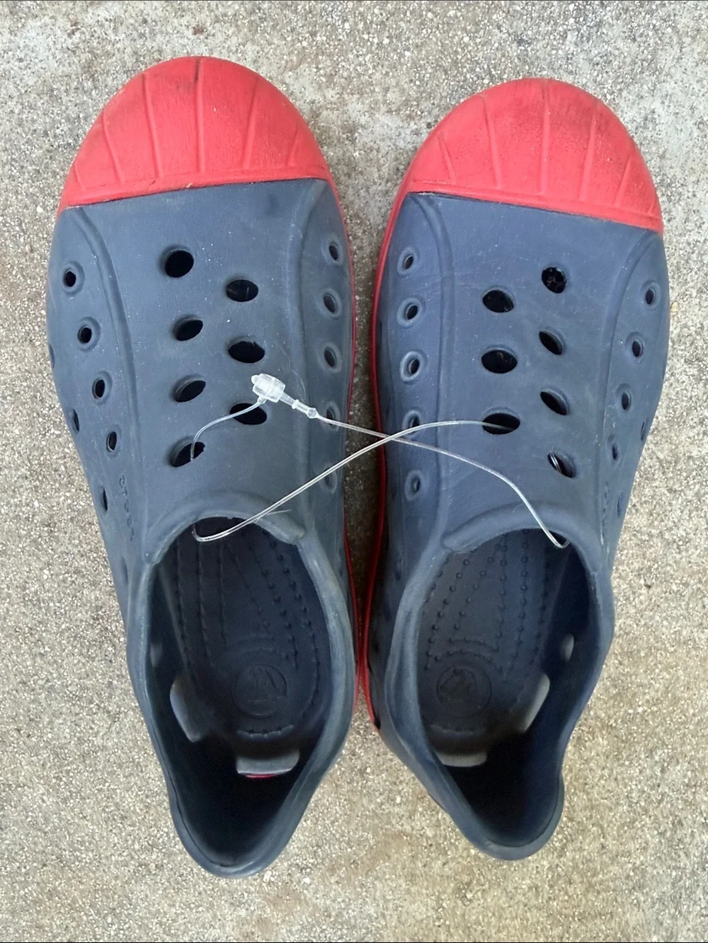 CROCS Toddler Blue and Red Bump It Slip On Shoes size 11